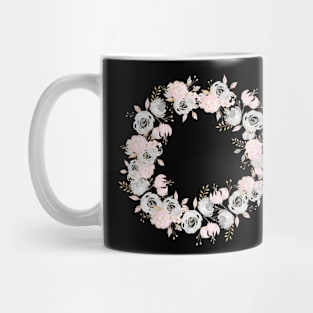 Pretty Rose Gold Watercolor Flower Wreath Mug